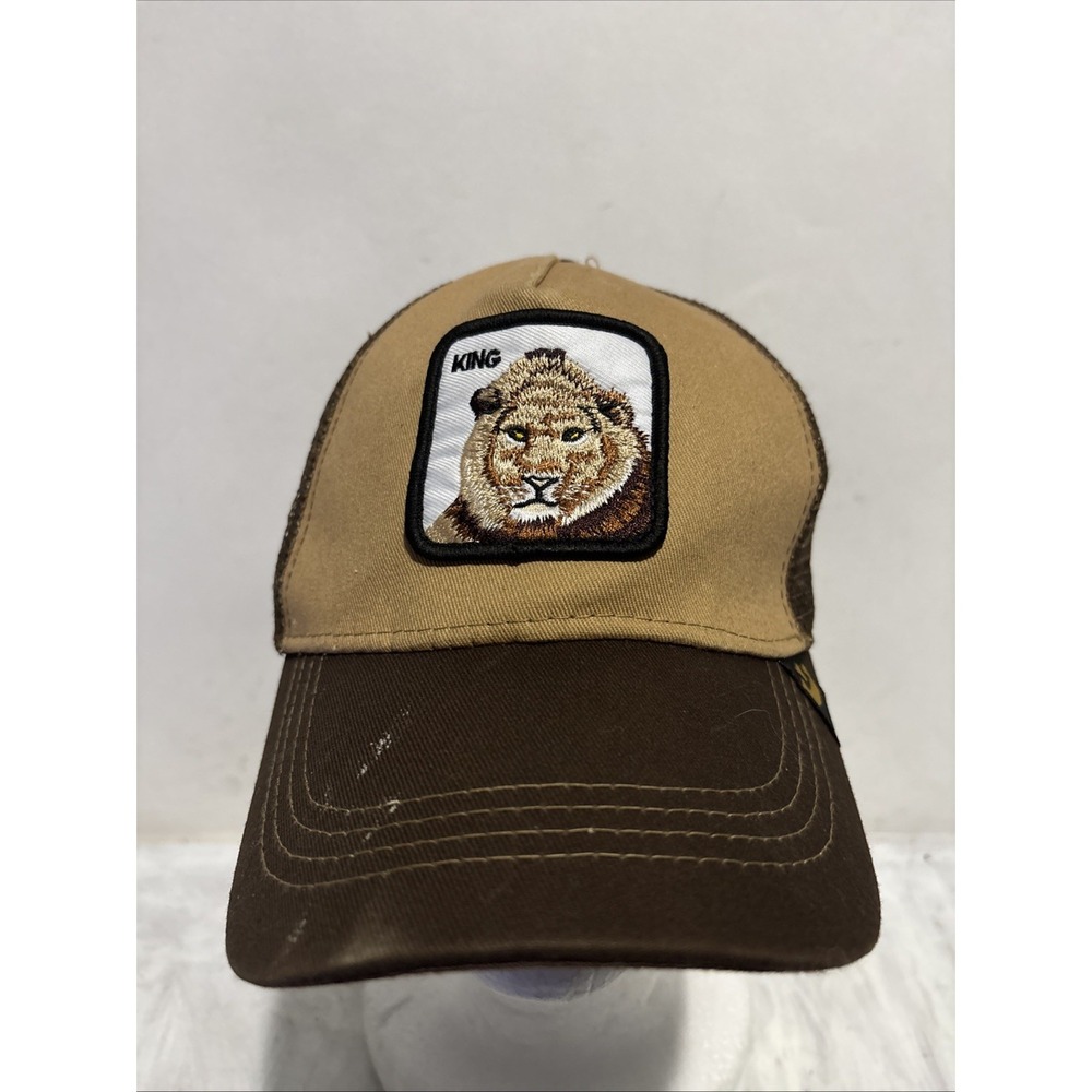 Goorin Bros The King Farm Trucker Hat Lion Brown Adjustable Snapback Cap